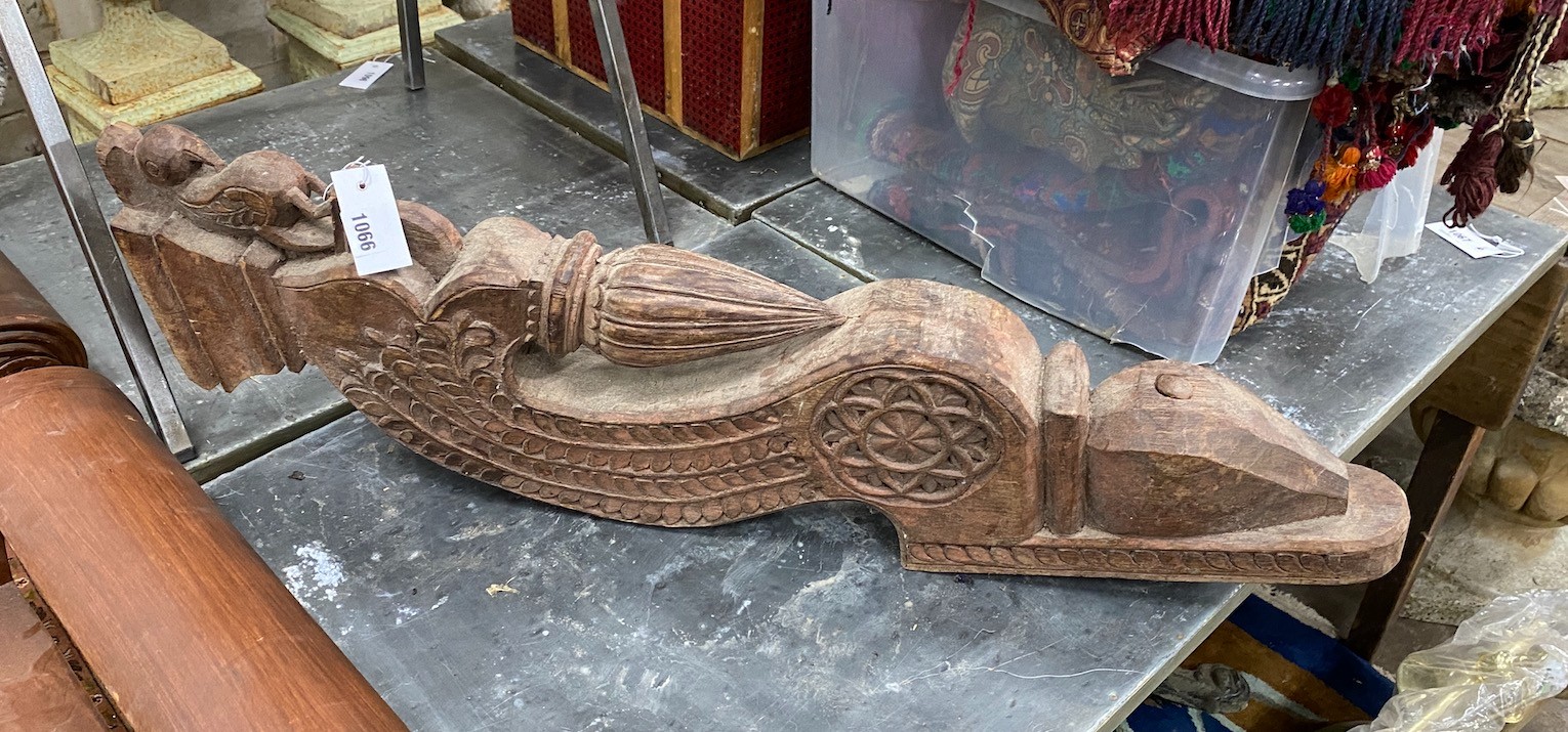 An Indian carved hardwood wall bracket, height 87cm